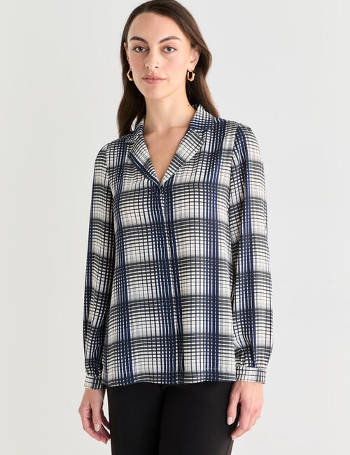 Oliver Black Long Sleeve Collar Shirt, Check Ink product photo View 05 L