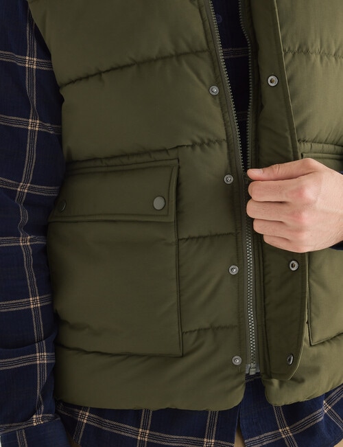 Gasoline Puffer Vest, Khaki product photo View 05 L