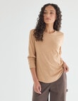 Zest Organic Cotton Long Sleeve Tee, Camel product photo