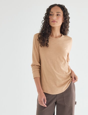 Zest Organic Cotton Long Sleeve Tee, Camel product photo