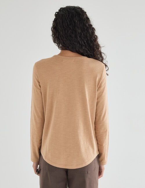 Zest Organic Cotton Long Sleeve Tee, Camel product photo View 02 L