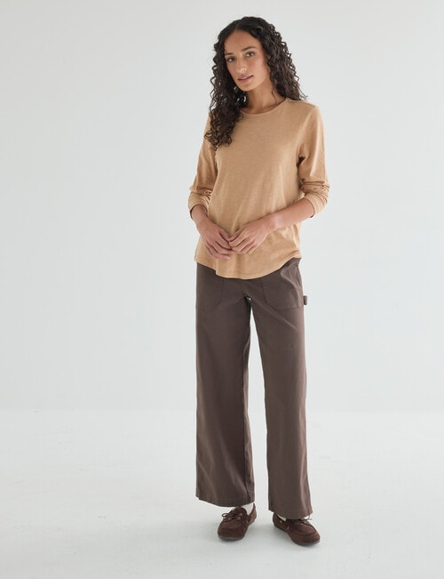 Zest Organic Cotton Long Sleeve Tee, Camel product photo View 03 L