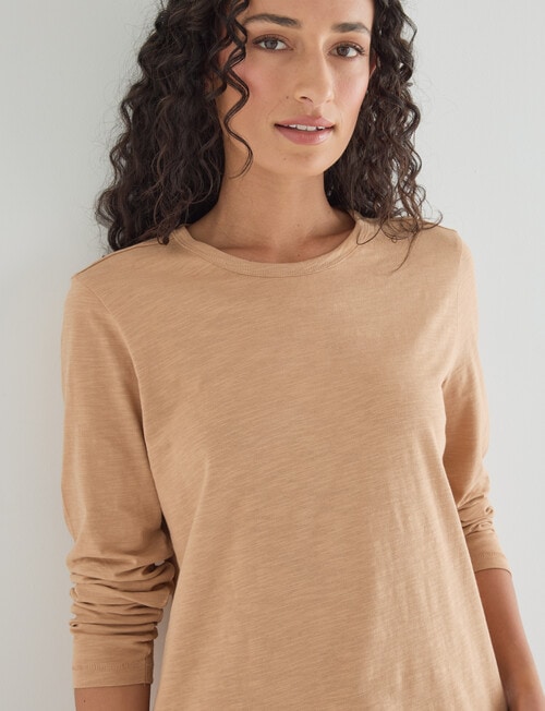 Zest Organic Cotton Long Sleeve Tee, Camel product photo View 04 L
