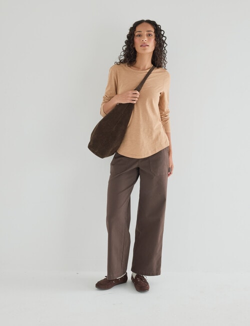 Zest Organic Cotton Long Sleeve Tee, Camel product photo View 06 L