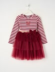 Mac & Ellie Long Sleeve Yarn Dyed Stripe Bow Dress, Blush & Berry product photo