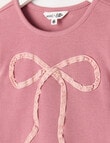 Mac & Ellie Velvet Bow Long Sleeve Rib Tee, Rosewood product photo View 02 S
