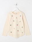 Mac & Ellie Sequin Cherries Long Sleeve Tee, Biscuit product photo