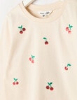 Mac & Ellie Sequin Cherries Long Sleeve Tee, Biscuit product photo View 02 S