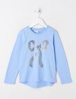 Mac & Ellie Glitter Bow Long Sleeve Tee, Periwinkle product photo
