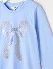 Mac & Ellie Glitter Bow Long Sleeve Tee, Periwinkle product photo View 02 S