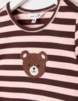 Mac & Ellie Bear Long Sleeve Stripe Rib Tee, Chocolate & Blush product photo View 02 S