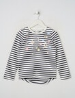 Mac & Ellie Sequin Stars Stripe Long Sleeve Tee, Navy product photo
