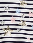 Mac & Ellie Sequin Stars Stripe Long Sleeve Tee, Navy product photo View 02 S