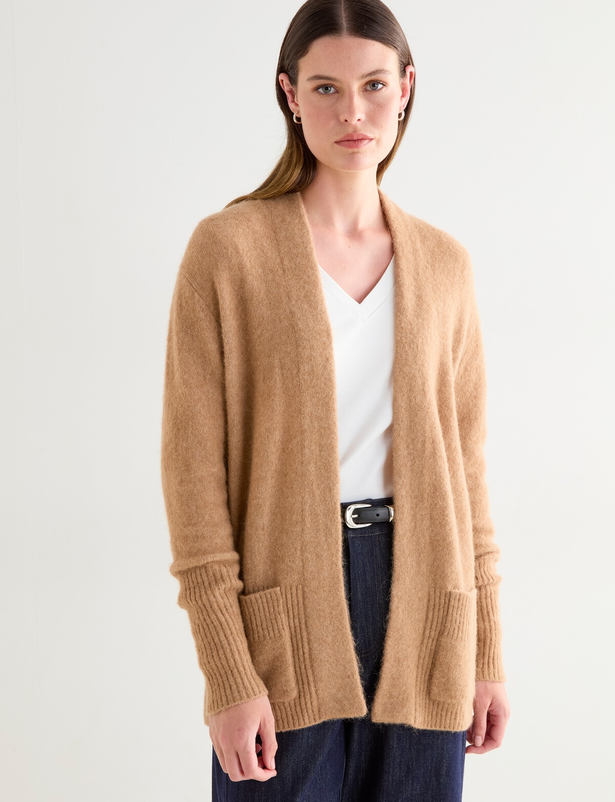 Jigsaw Adler Alpaca Blend Cardigan, Camel - Knitwear