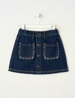 Mac & Ellie Denim Button Front Skirt, Indigo product photo