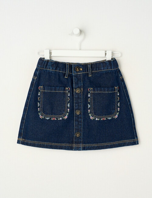 Mac & Ellie Denim Button Front Skirt, Indigo product photo