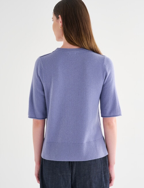 Jigsaw Carve Cashmere Blend Tee, Smokey Blue product photo View 02 L