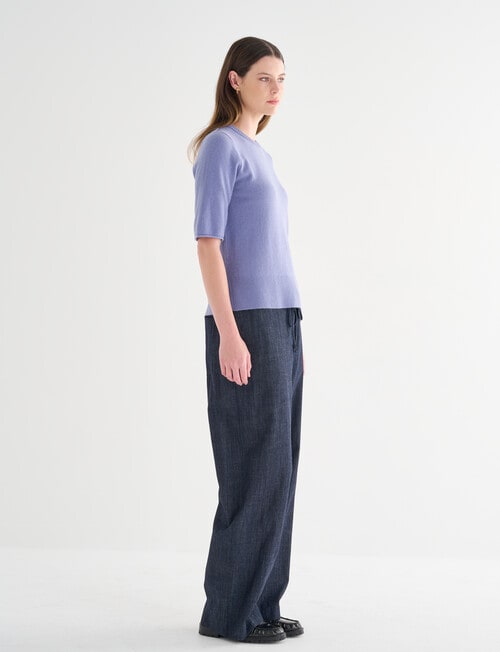 Jigsaw Carve Cashmere Blend Tee, Smokey Blue product photo View 03 L