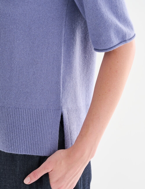 Jigsaw Carve Cashmere Blend Tee, Smokey Blue product photo View 05 L