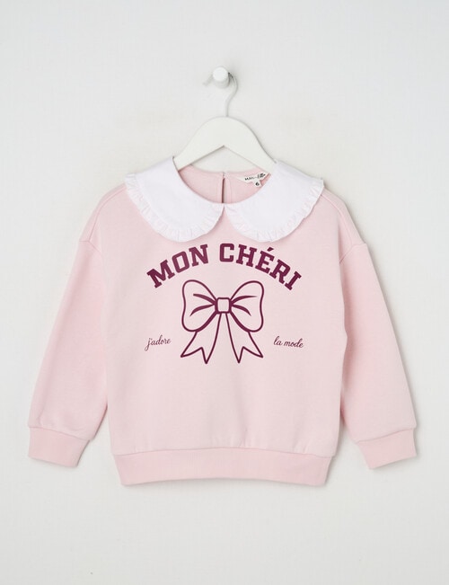 Mac & Ellie Mon Cheri Collar Sweatshirt, Blush product photo