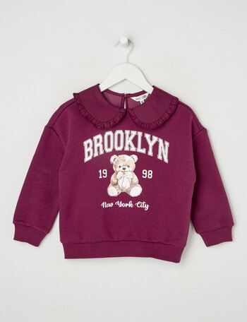 Mac & Ellie Terry Collar Sweatshirt, Berry product photo