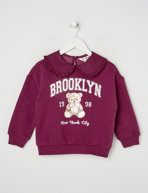Mac & Ellie Terry Collar Sweatshirt, Berry product photo