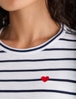 Zest Organic Cotton Embroidered Stripe Long Sleeve Tee, Navy & White product photo View 05 S