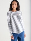 Zest Organic Cotton Embroidered Stripe Long Sleeve Tee, Navy & White product photo View 06 S