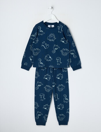 Sleep Mode Knit Long PJ Set, 2-8, Glow Dino product photo
