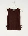 Mac & Ellie Cable Knit Vest, Chocolate product photo