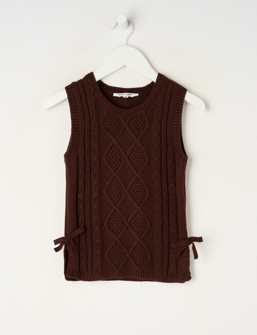 Mac & Ellie Cable Knit Vest, Chocolate product photo