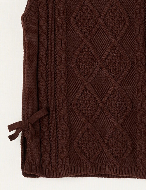 Mac & Ellie Cable Knit Vest, Chocolate product photo View 03 L