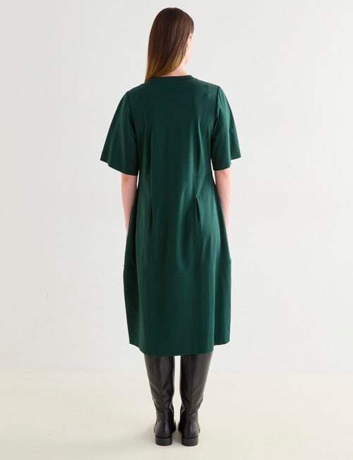 Jigsaw Cinch Crew Neck Dress, Forest Green product photo View 02 L
