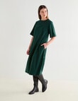 Jigsaw Cinch Crew Neck Dress, Forest Green product photo View 03 S