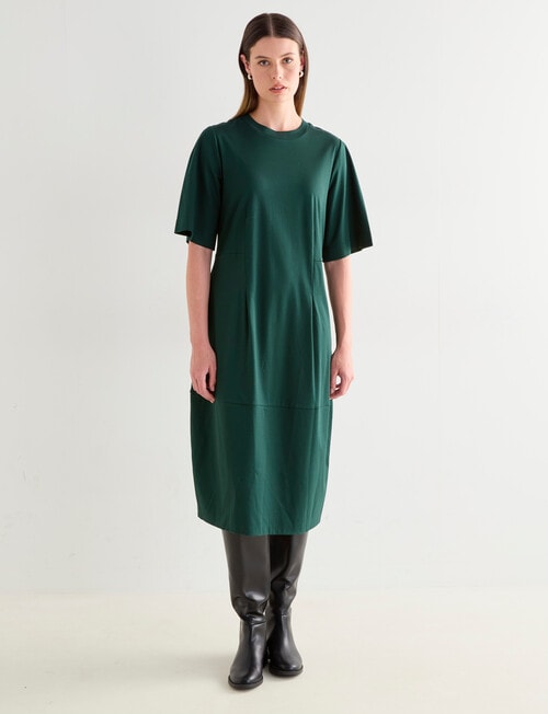 Jigsaw Cinch Crew Neck Dress, Forest Green product photo View 05 L