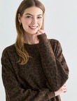 Denim Republic Printed Sweatshirt, Chocolate Leopard product photo