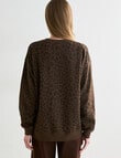 Denim Republic Printed Sweatshirt, Chocolate Leopard product photo View 02 S