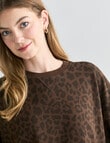 Denim Republic Printed Sweatshirt, Chocolate Leopard product photo View 04 S