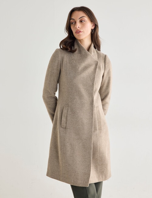 Oliver Black Funnel Neck Coat, Walnut product photo