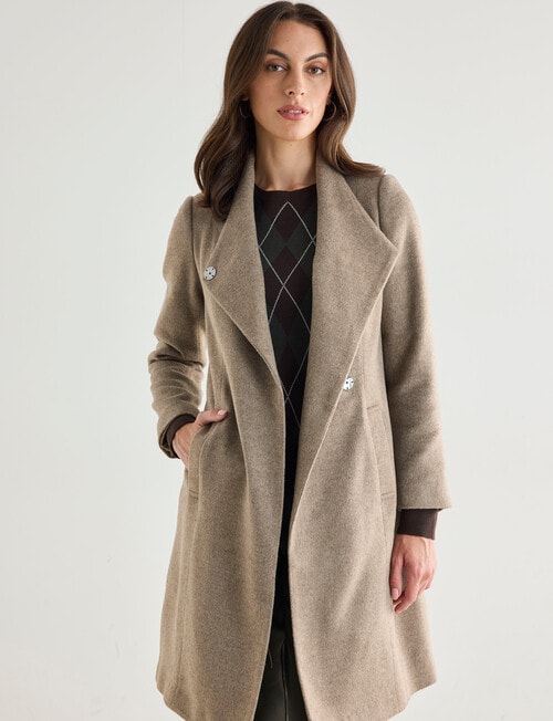 Oliver Black Funnel Neck Coat, Walnut product photo View 04 L