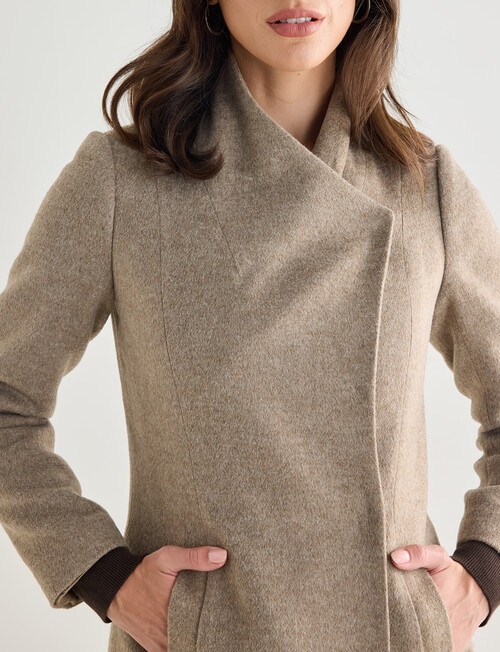 Oliver Black Funnel Neck Coat, Walnut product photo View 05 L