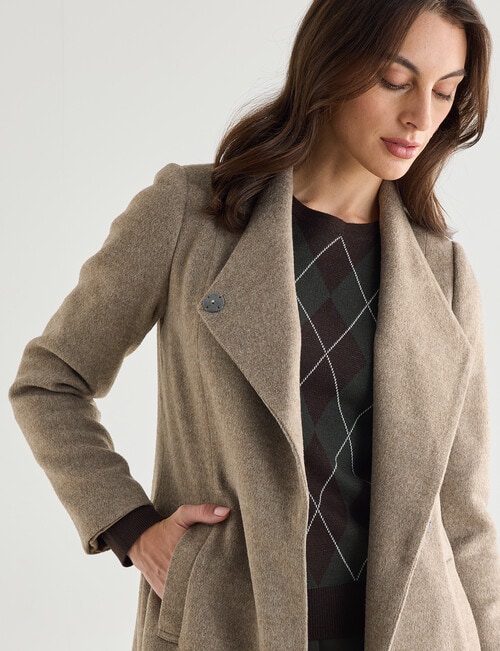 Oliver Black Funnel Neck Coat, Walnut product photo View 06 L