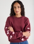 Zest Embroidered Puff Sleeve Sweatshirt, Cherry product photo
