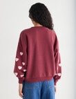 Zest Embroidered Puff Sleeve Sweatshirt, Cherry product photo View 02 S