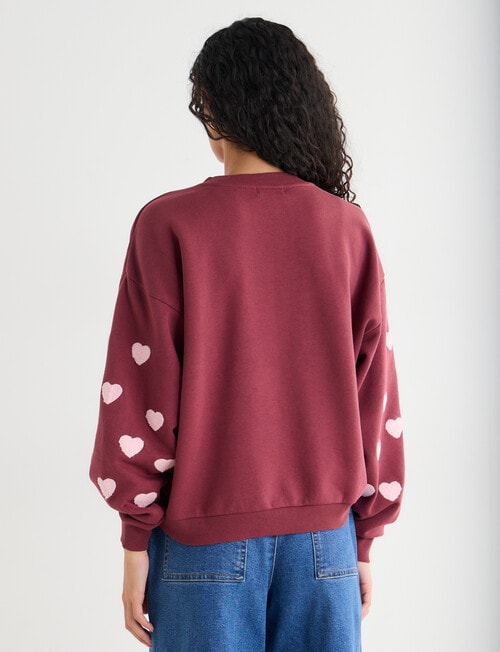 Zest Embroidered Puff Sleeve Sweatshirt, Cherry product photo View 02 L