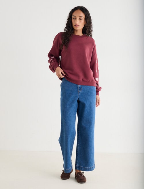 Zest Embroidered Puff Sleeve Sweatshirt, Cherry product photo View 03 L