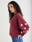 Zest Embroidered Puff Sleeve Sweatshirt, Cherry product photo View 06 S