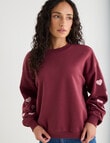 Zest Embroidered Puff Sleeve Sweatshirt, Cherry product photo View 07 S