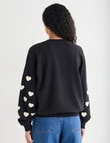 Zest Embroidered Puff Sleeve Sweatshirt, Black product photo View 02 S