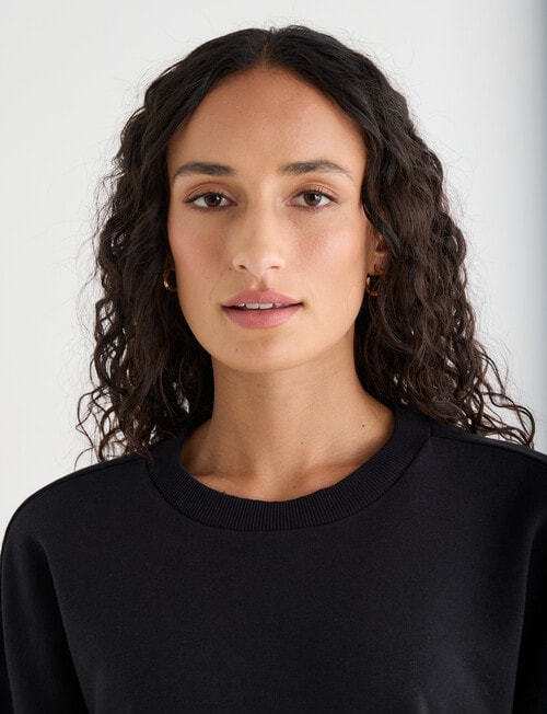 Zest Embroidered Puff Sleeve Sweatshirt, Black product photo View 04 L